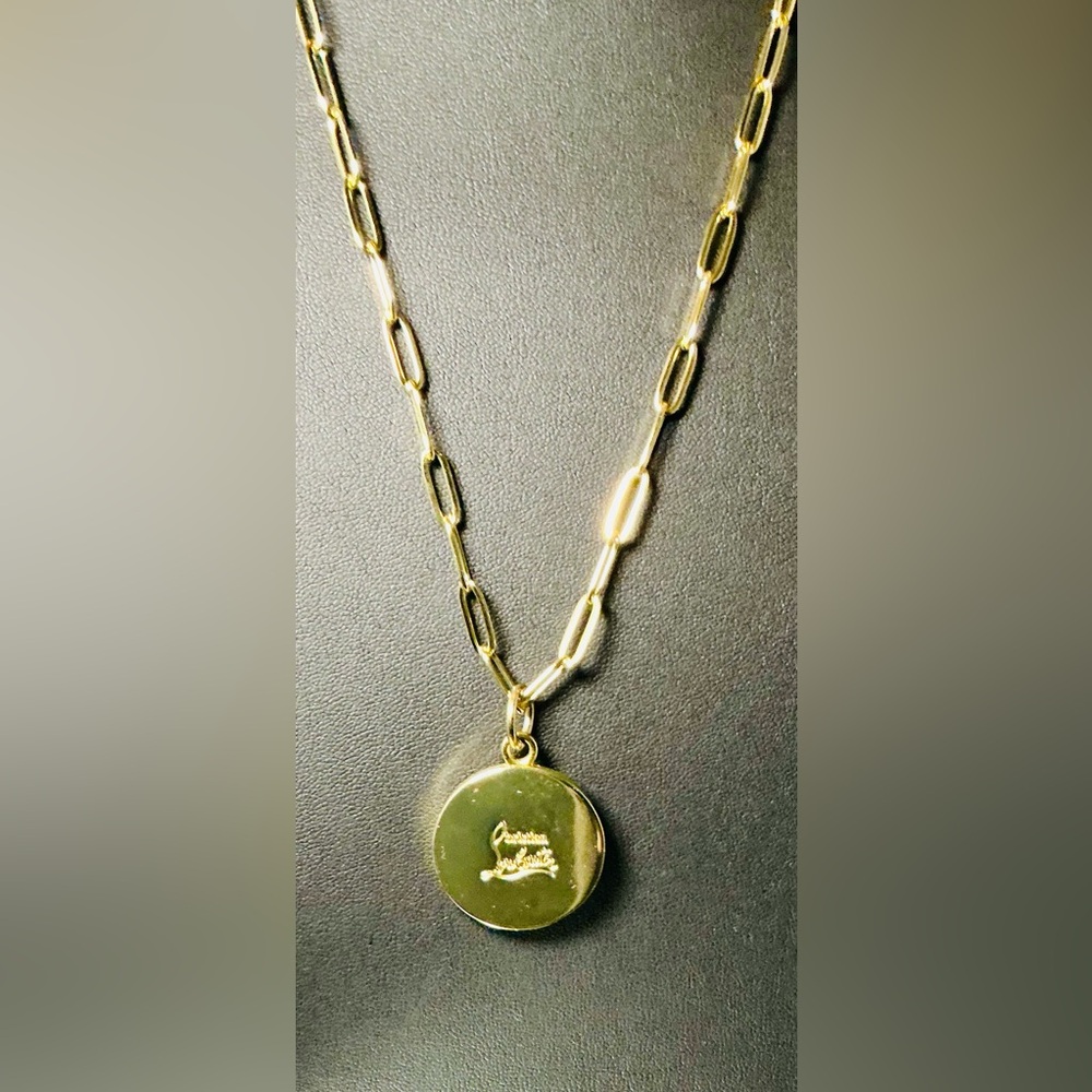 Christian Louboutin Gold Charm W/Necklace on 18K Gold 925 Chain – Italy | Boxed - Picture 6 of 8